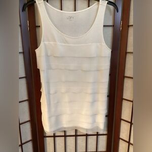 Loft cotton, modal, tiered ruffle scoop front ladies top